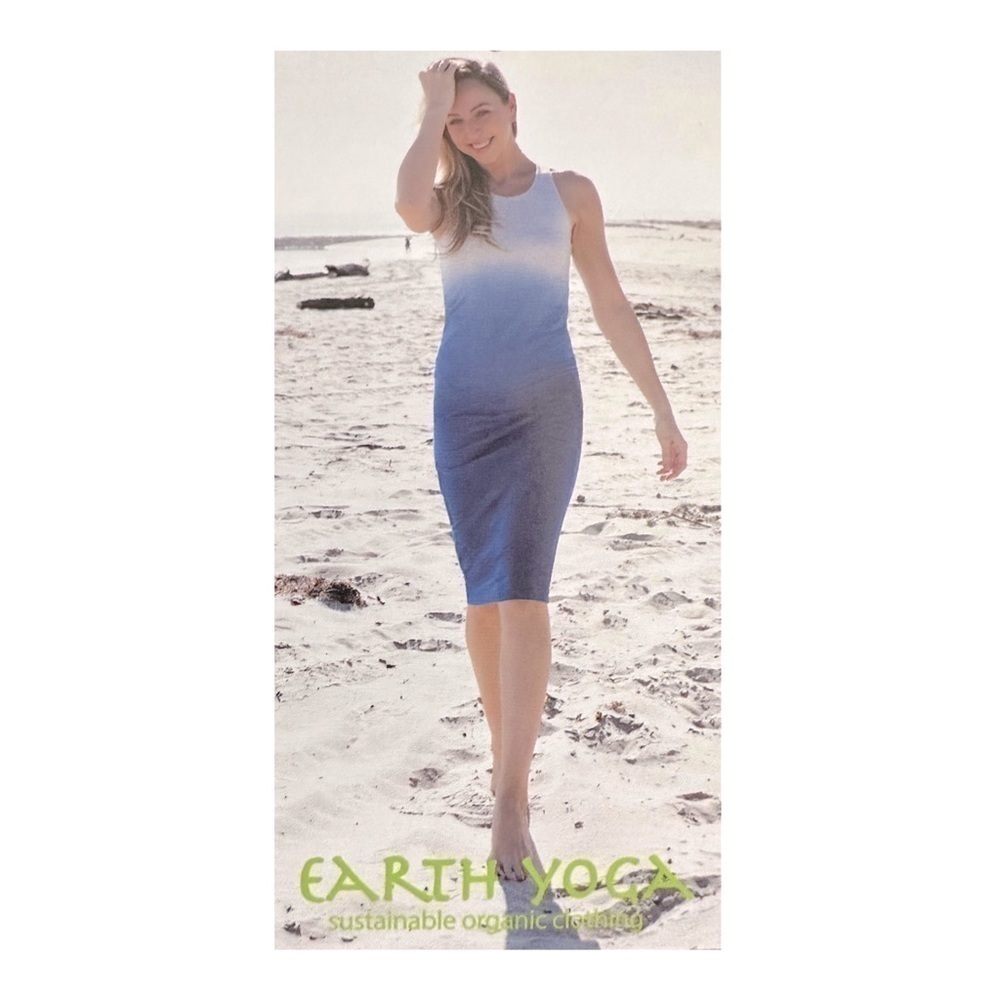 Earth YOGA Gray and Blue Ombre Midi Tank Dress